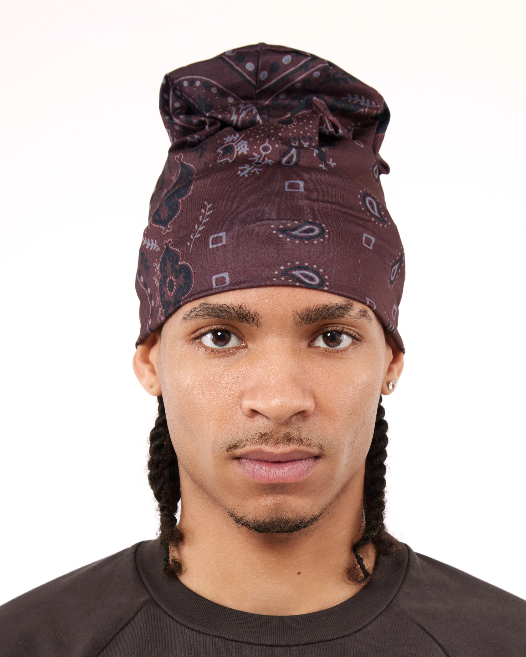 BIG SKULL BEANIE - BROWN BANDANA