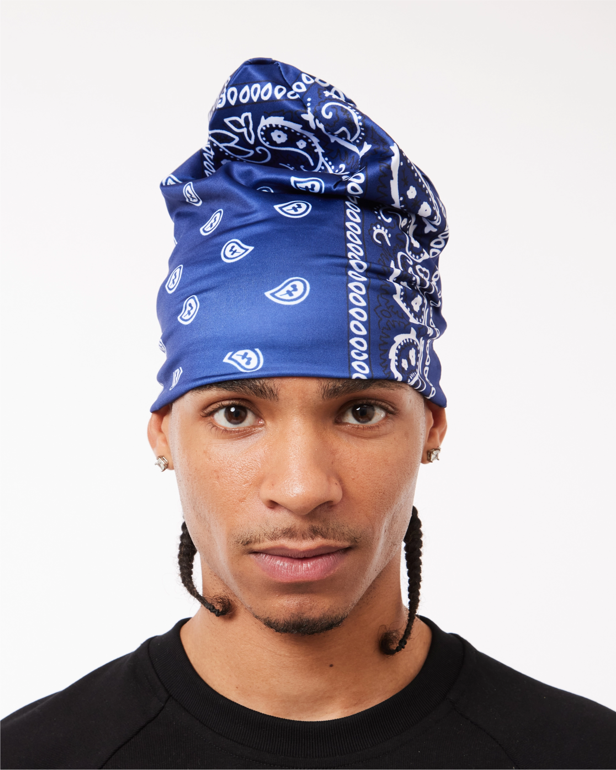 BIG SKULL BEANIE - BLUE BANDANA