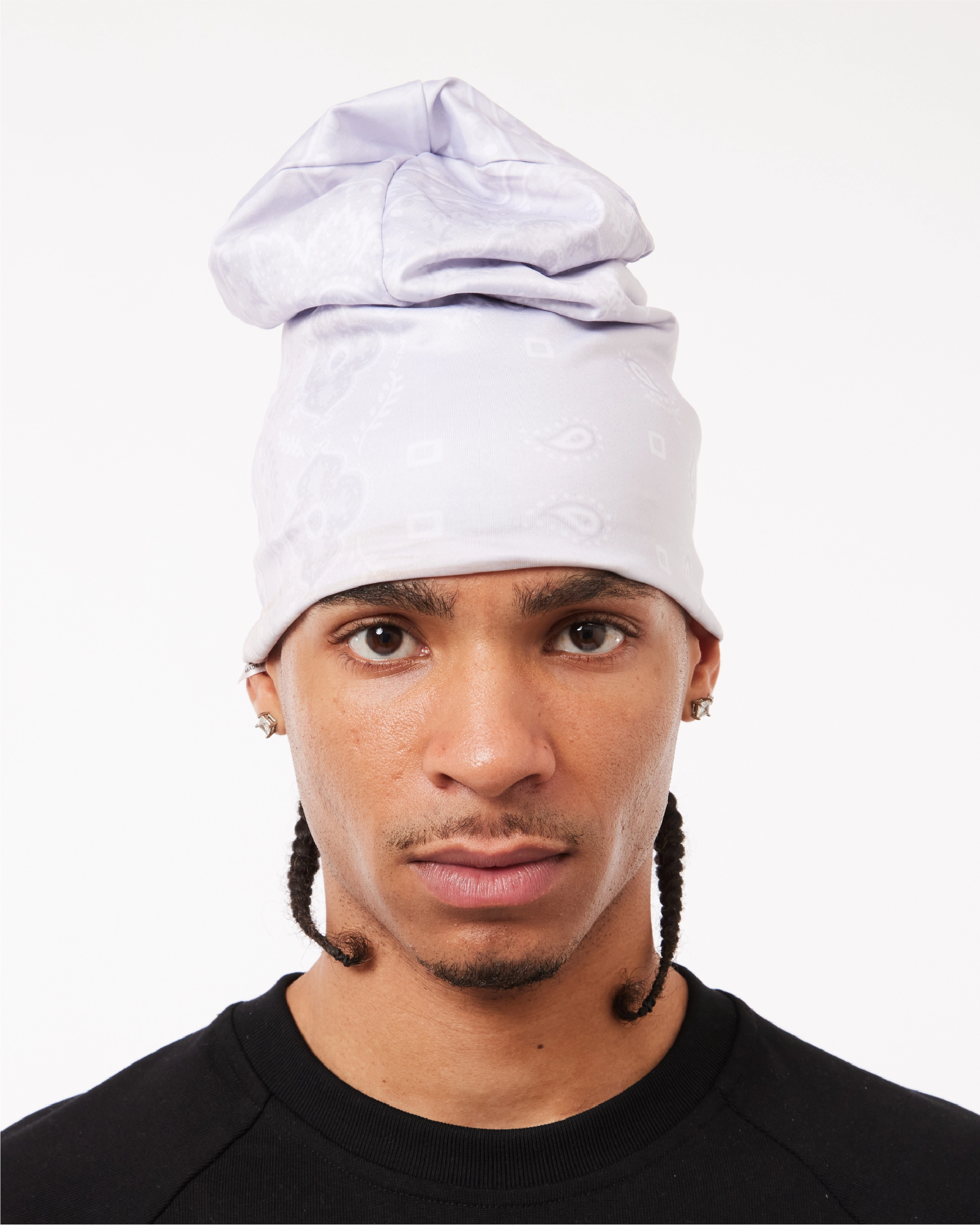 BIG SKULL BEANIE - SILVER WHITE BANDANA