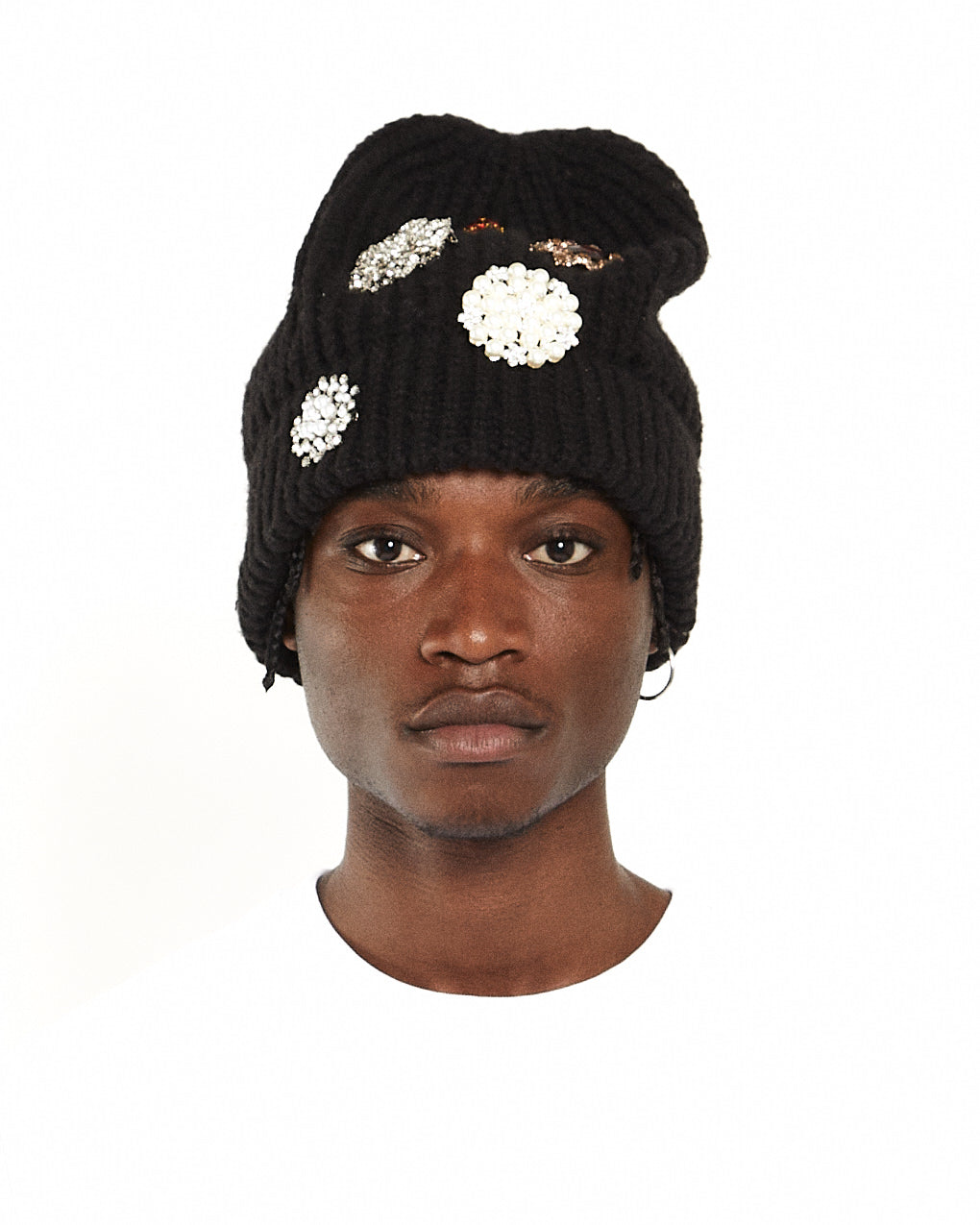 EMBELLISHMENT BIG BEANIE - BLACK