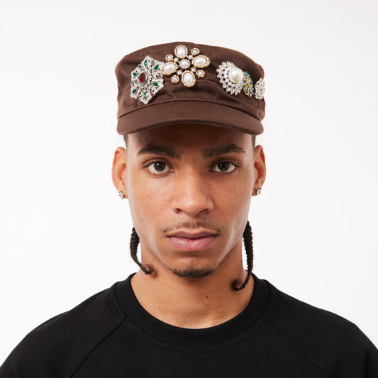 EMBELLISHMENT CAP - BROWN