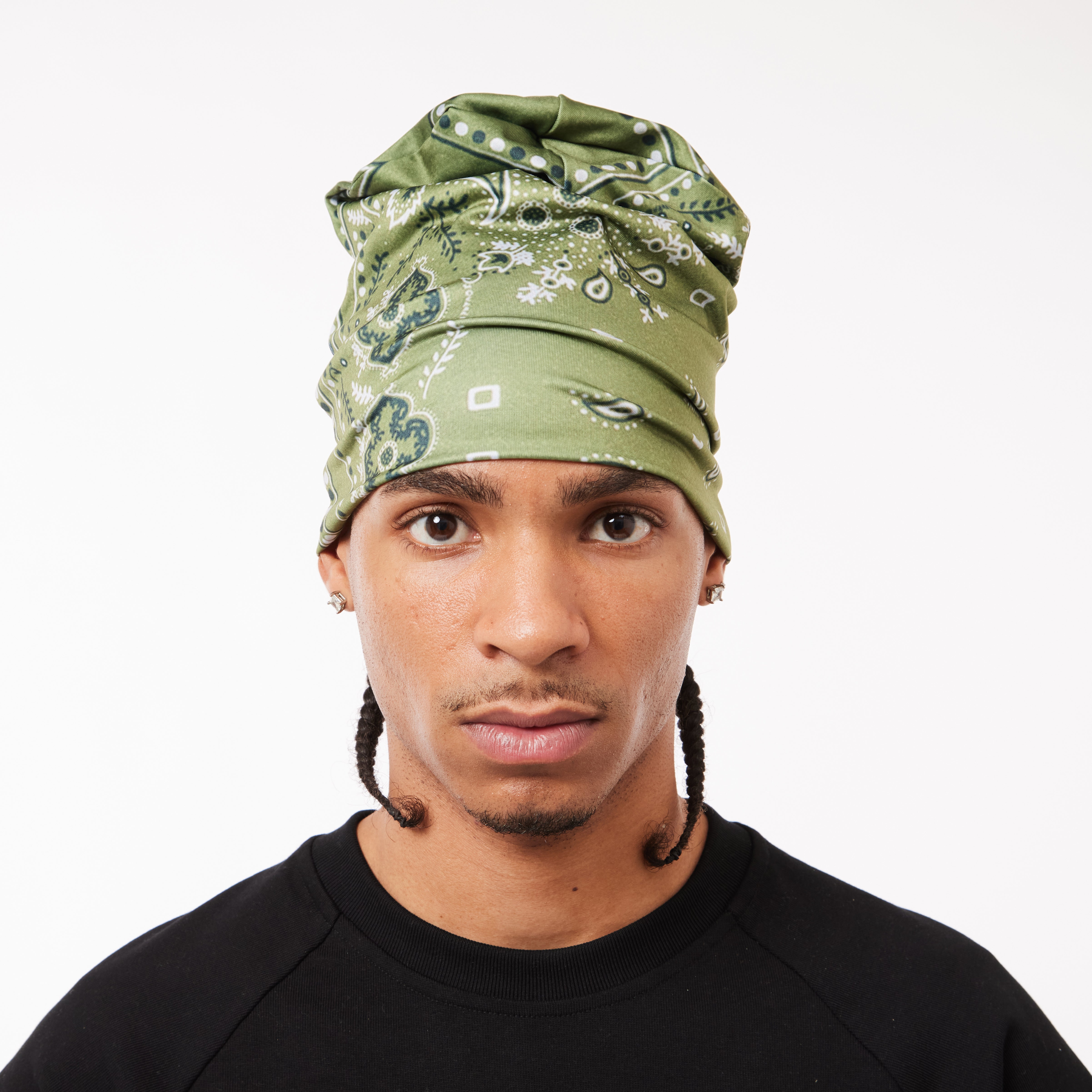BIG SKULL BEANIE - GREEN BANDANA