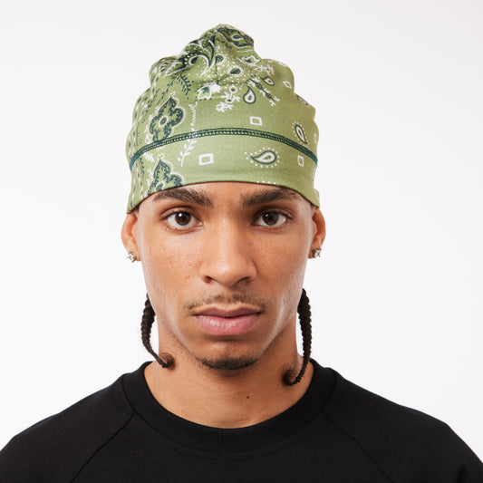 SKULL BEANIE - GREEN BANDANA