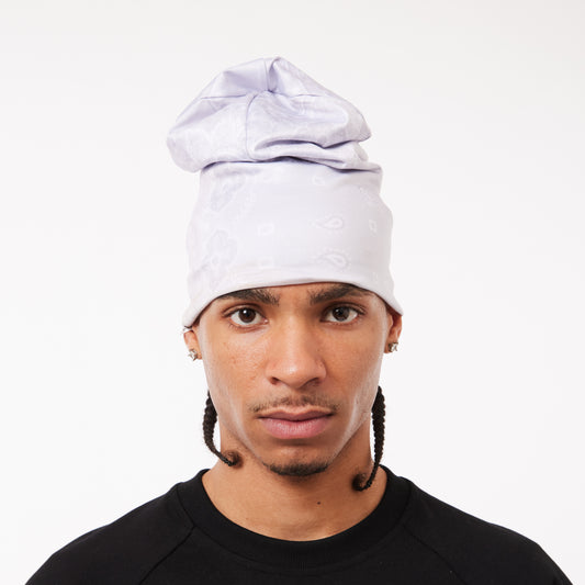 BIG SKULL BEANIE - SILVER WHITE BANDANA