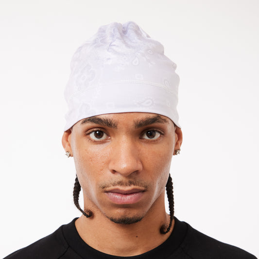 SKULL BEANIE - SILVER WHITE BANDANA