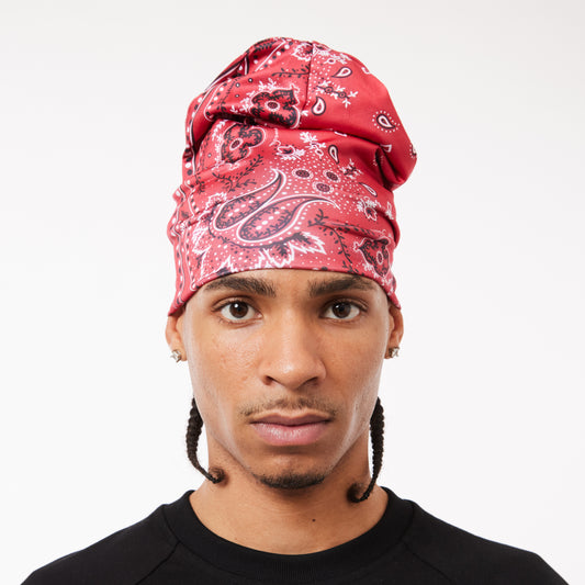 BIG SKULL BEANIE - RED BANDANA