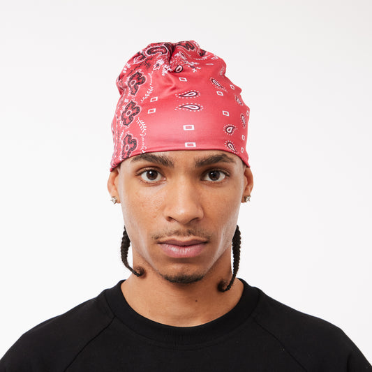 SKULL BEANIE - RED BANDANA